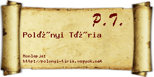 Polónyi Tíria névjegykártya